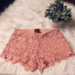 Blush Pink Crochet shorts